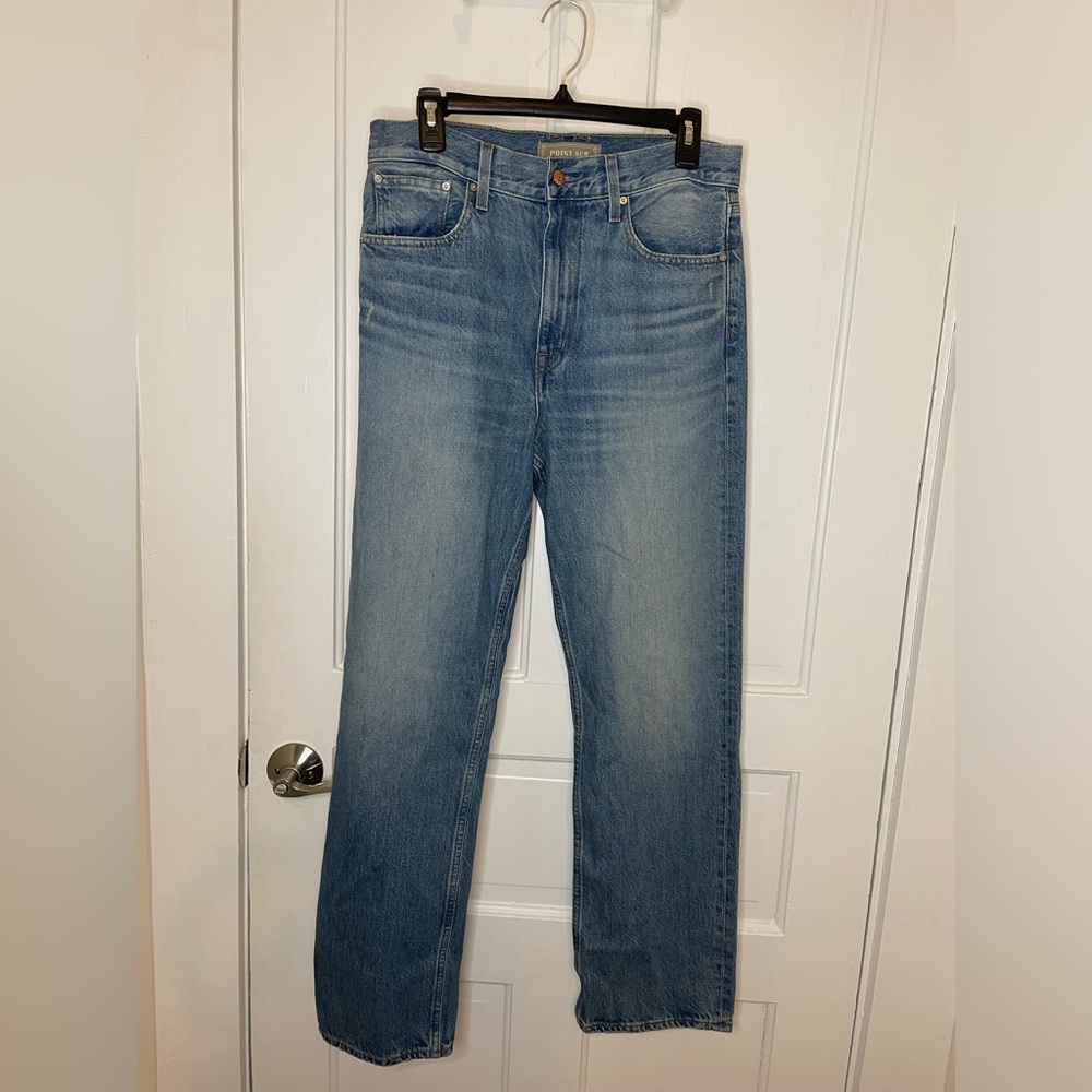 J. Crew Point Sur Rigid Denim High Rise Vista Straight Jean in Medium Wash